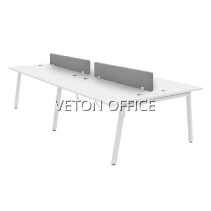 14. WORKSTATION FOR CLUSTER OF 4 (METAL A-LEG) C/W FRAMELESS FABRIC PARTITION