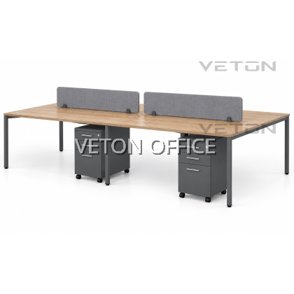 5. WORKSTATION FOR CLUSTER OF 4 (METAL N-LEG) C/W FRAMELESS FABRIC PARTITION
