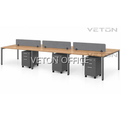 6. WORKSTATION FOR CLUSTER OF 6 (METAL N-LEG) C/W FRAMELESS FABRIC PARTITION