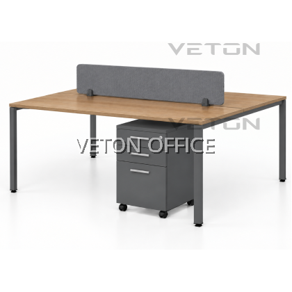 4. WORKSTATION FOR CLUSTER OF 2 (METAL N-LEG) C/W FRAMELESS FABRIC PARTITION