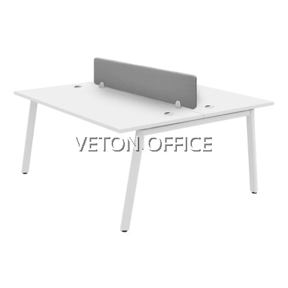 13. WORKSTATION FOR CLUSTER OF 2 (METAL A-LEG) C/W FRAMELESS FABRIC PARTITION