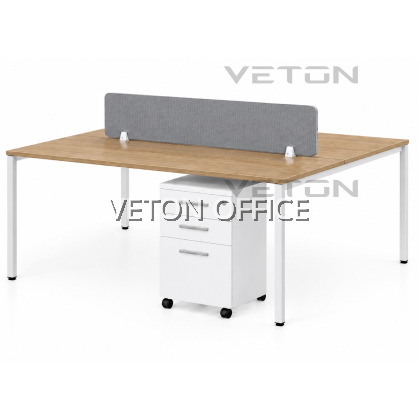 4. WORKSTATION FOR CLUSTER OF 2 (METAL N-LEG) C/W FRAMELESS FABRIC PARTITION