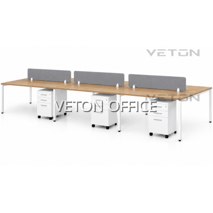 6. WORKSTATION FOR CLUSTER OF 6 (METAL N-LEG) C/W FRAMELESS FABRIC PARTITION