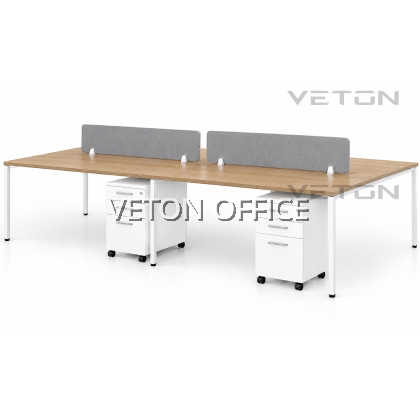 5. WORKSTATION FOR CLUSTER OF 4 (METAL N-LEG) C/W FRAMELESS FABRIC PARTITION